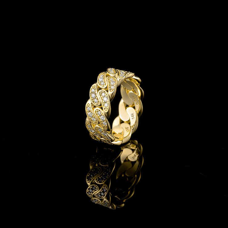 Solid Gold 8mm Diamond Cuban Ring - deposit