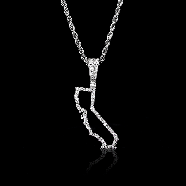 California US State Moissanite Map Pendant