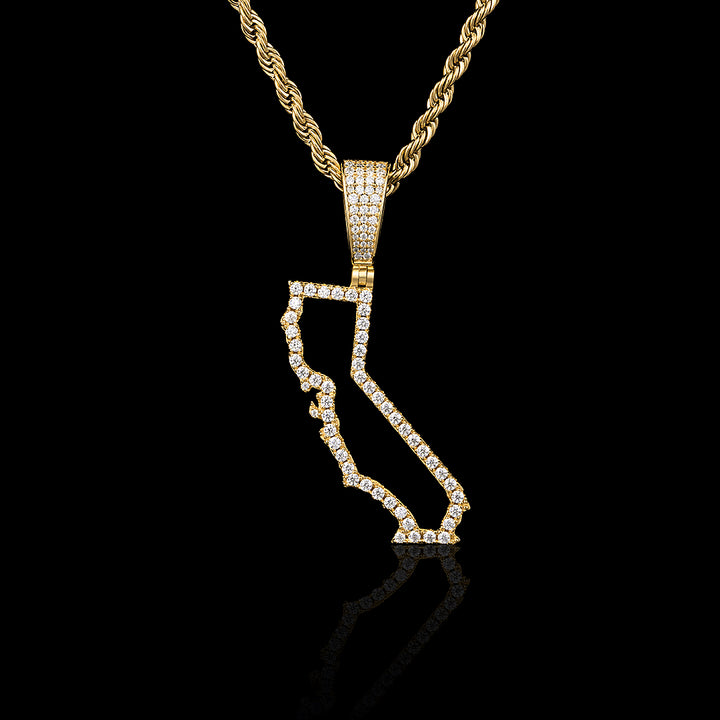 California US State Moissanite Map Pendant