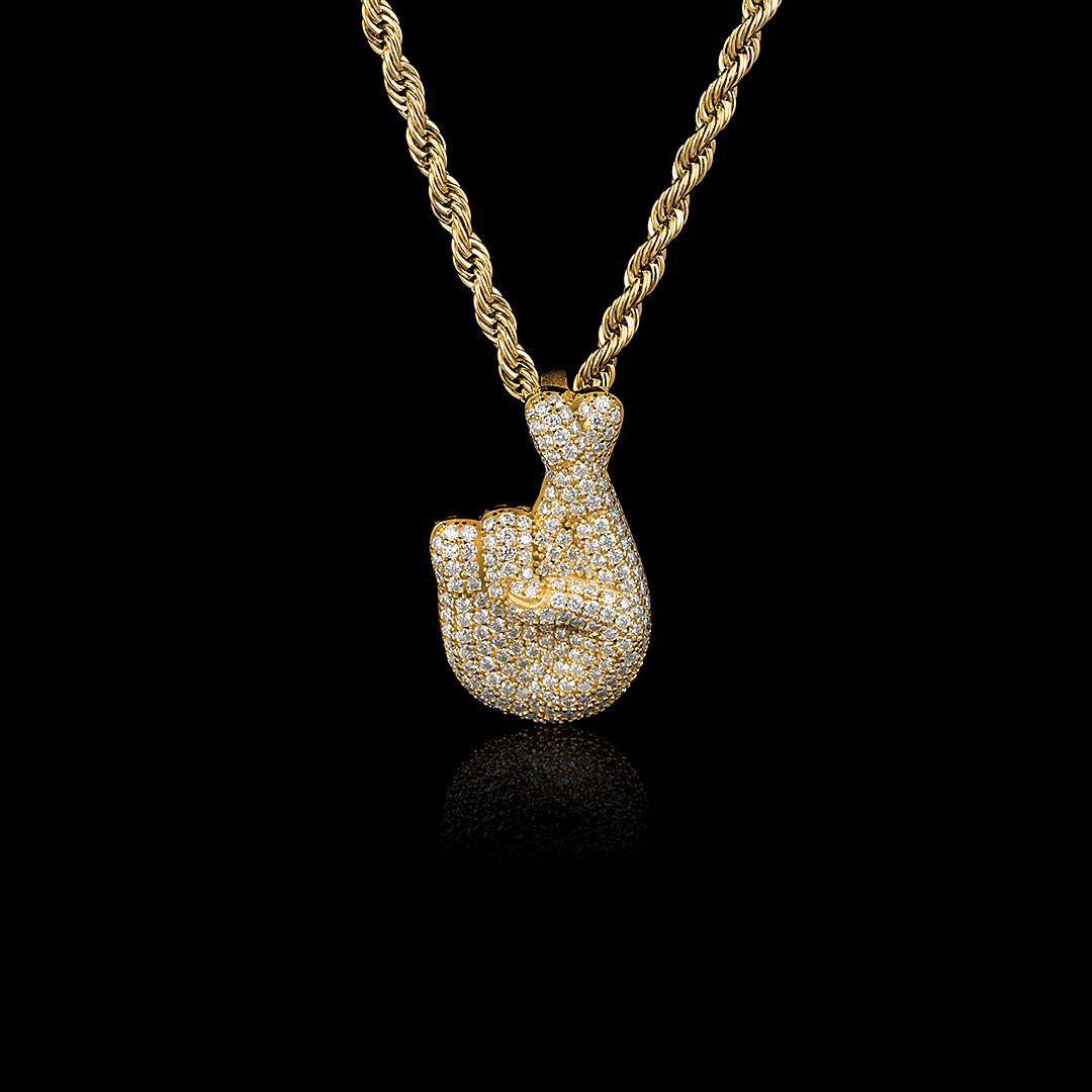 Moissanite Finger Cross Emoji Pendant