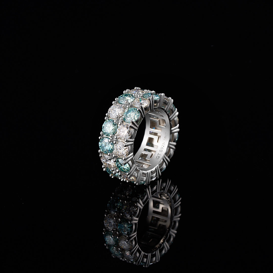 Blue & White Two Row Eternity Ring