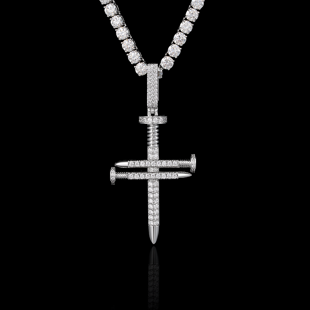 Solid Gold Diamond Nail Cross Pendant - deposit