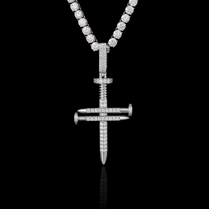 Solid Gold Diamond Nail Cross Pendant - deposit
