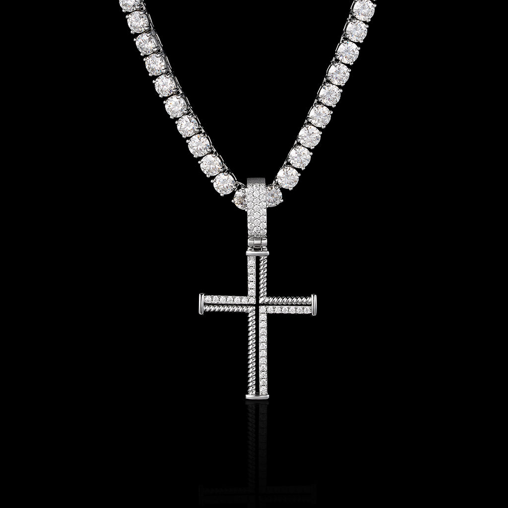 Semi Moissanite Rope Cross Pendant