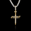 Solid Gold Diamond Nail Cross Pendant - deposit