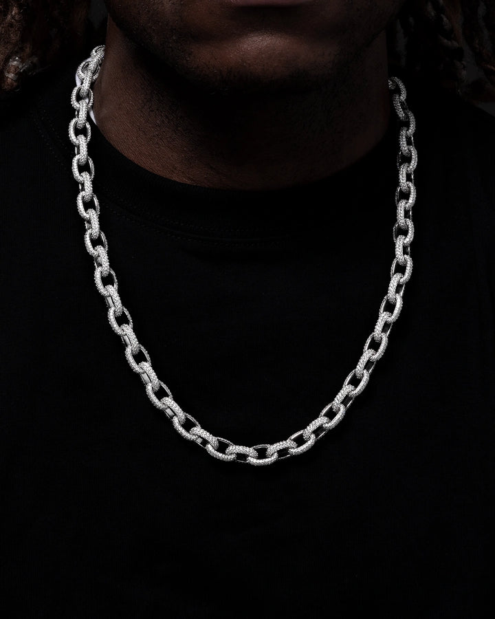 10mm S925 Moissanite Rolo Link Chain