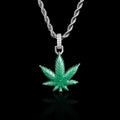 Moissanite Enamel Cannabis Leaf Pendant