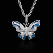 Moissanite Enamel Butterfly Pendant