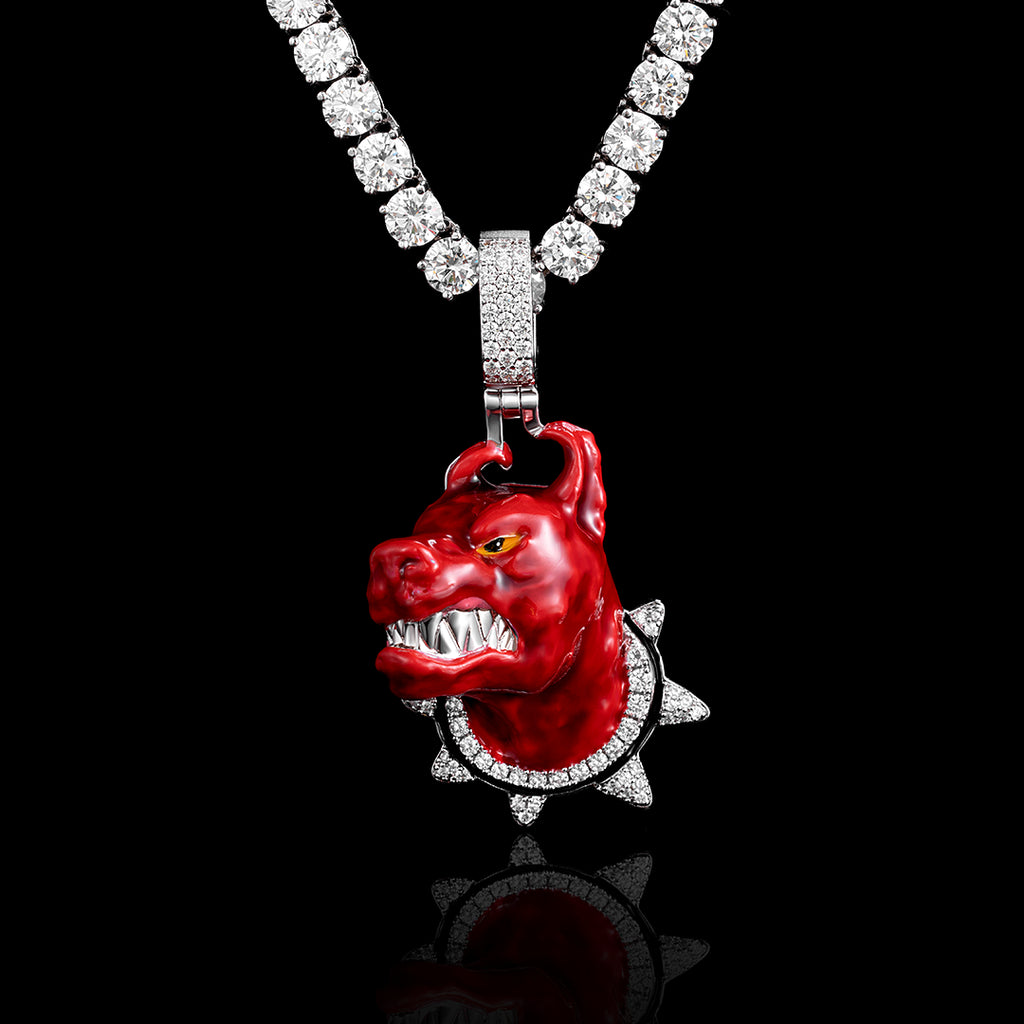 Moissanite Enamel Bulldog Pendant